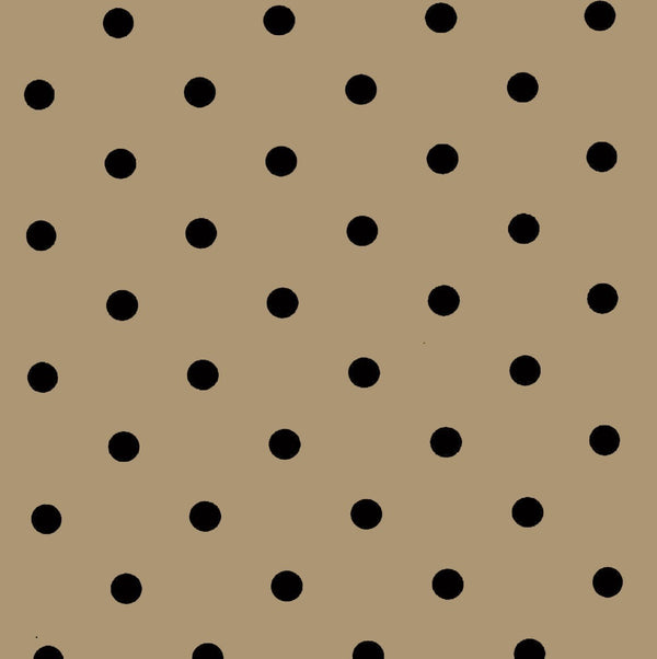 Taupe and Black Polka Dots vinyl tablecloth 170cm x 140cm -Warehouse Clearance