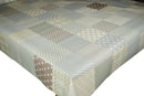Patchwork Dotty Star Grey Taupe Squares PVC Vinyl Wipe Clean Tablecloth  120cm x 140cm Warehouse Clearance