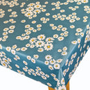 Teal Daisies Vinyl Oilcloth Tablecloth