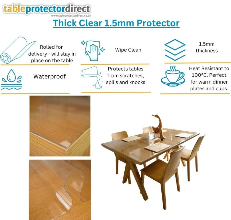 Buy Custom Clear PVC Table Protector Bespoke Sizes 1.5mm Thick
