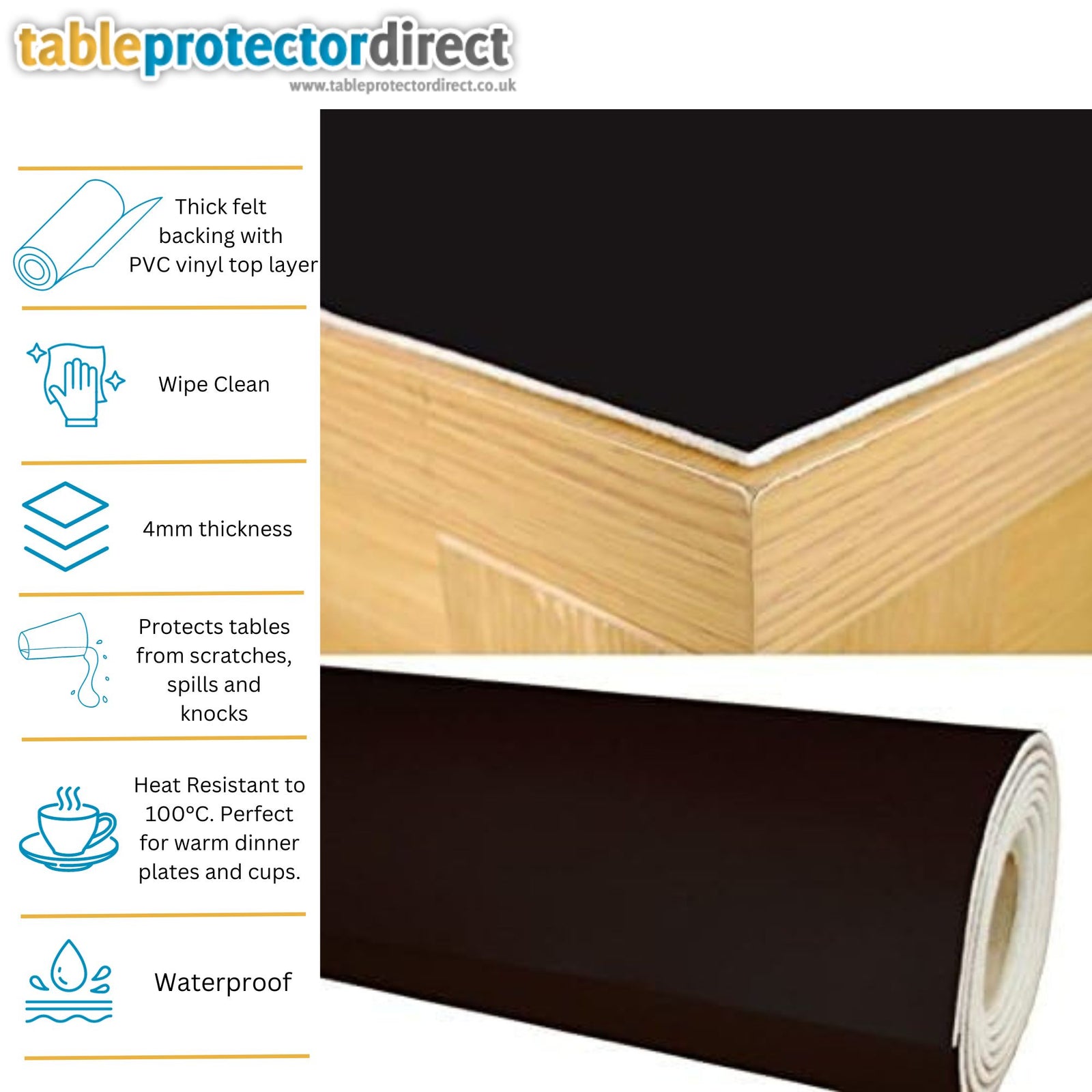 Table Protector Heavy Duty BLACK 90cm wide - Home - Table Protector Direct