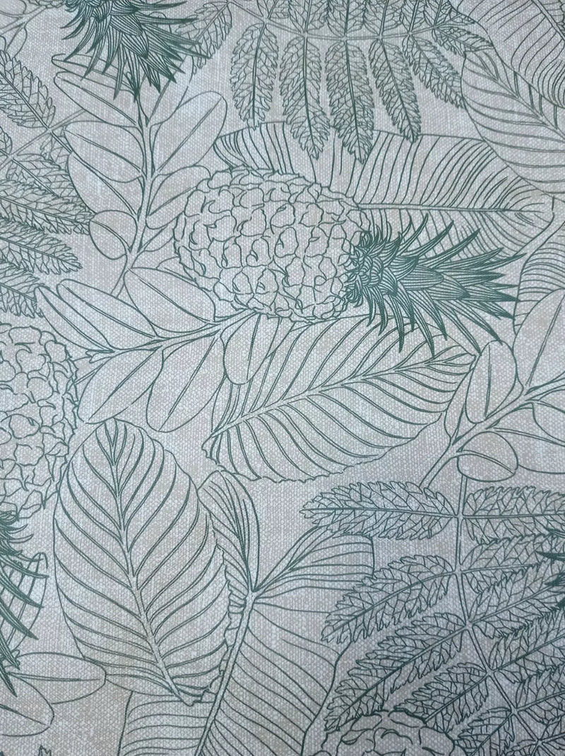Tropical Leaves Pineapple Green Beige vinyl tablecloth 120cm x 140cm-Warehouse Clearance