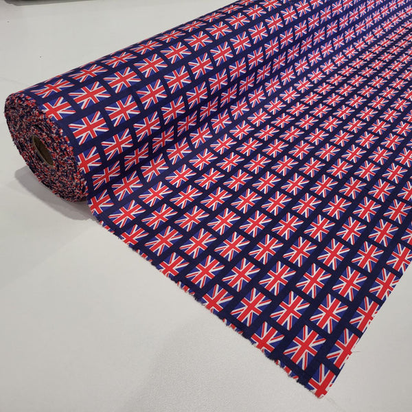 Union Jack British Flag Polyester Cotton FABRIC  112cm x 27.4 metres Roll
