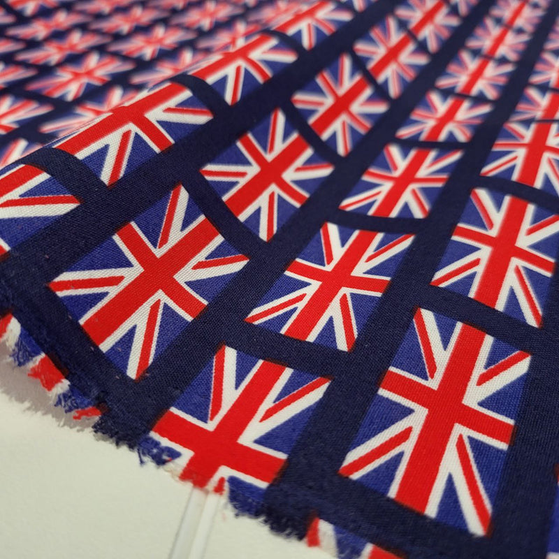 Union Jack British Flag Polyester Cotton FABRIC  112cm x 27.4 metres Roll