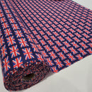 Union Jack British Flag Polyester Cotton FABRIC  114cm x 20 metres Roll