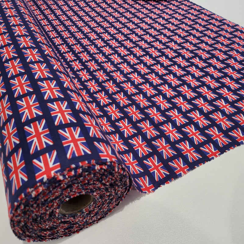 Union Jack British Flag Polyester Cotton FABRIC  112cm x 27.4 metres Roll
