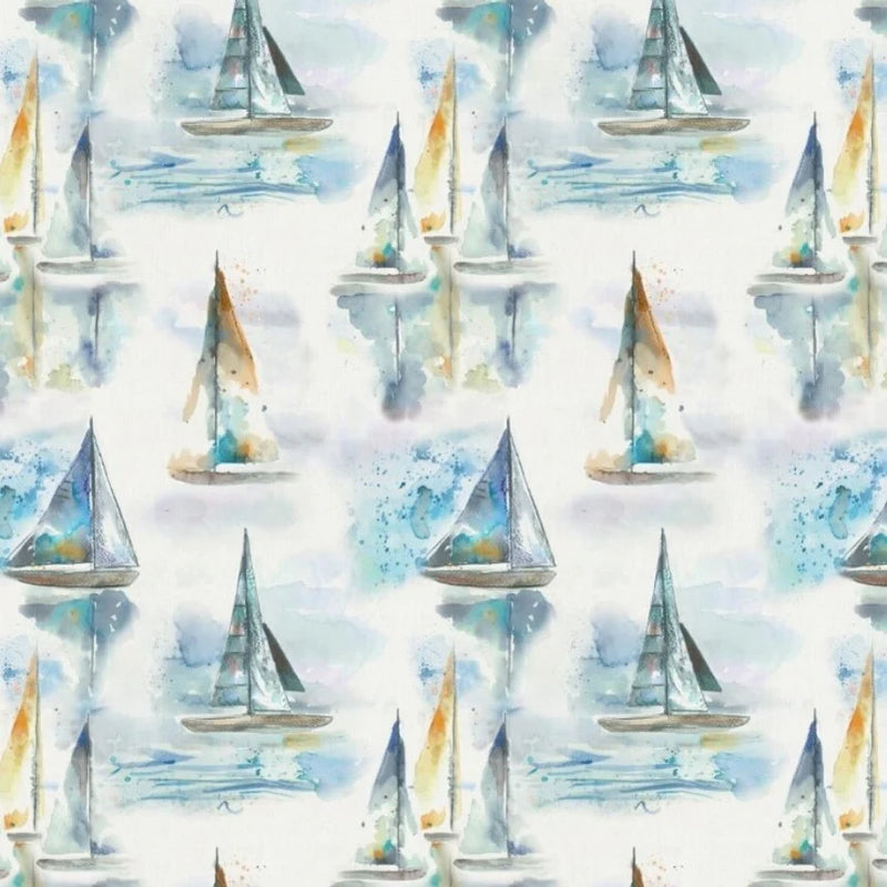 Marine Sail Boats 100% Cotton Fabric by Voyage 90cm x 142cm Warehouse Clearance