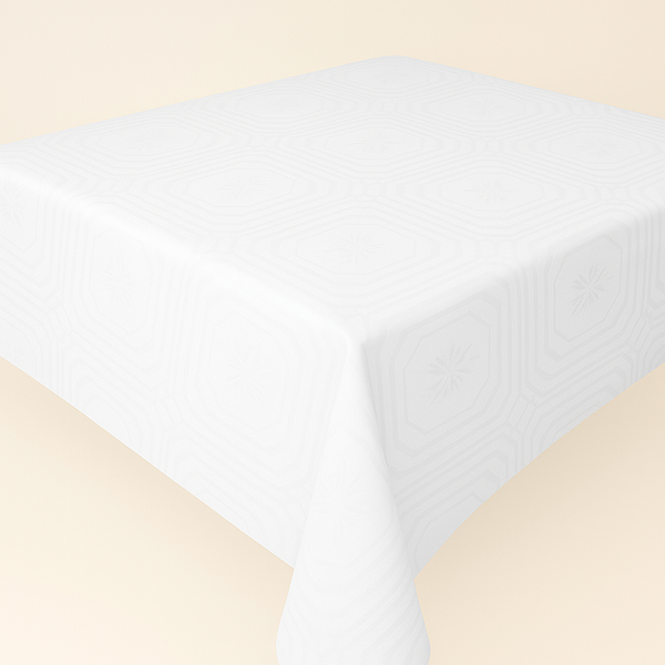 White Smooth Square Damask PVC Vinyl Tablecloth 20 Metres x 140cm Full Roll