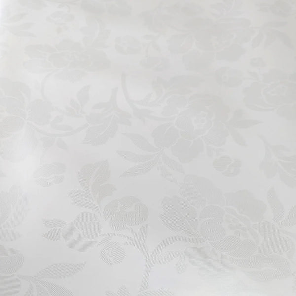 White on White Rose Damask PVC Vinyl Wipe Clean Tablecloth  150cm x 140cm Warehouse Clearance