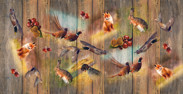 Wild Animals on Wood Effect PVC Vinyl Wipe Clean Tablecloth  200cm x 140cm Warehouse Clearance