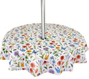 Wildflower Meadow Round  with PARASOL Hole 138cm PVC Vinyl Wipe Clean Tablecloth-Creased-  Warehouse Clearance