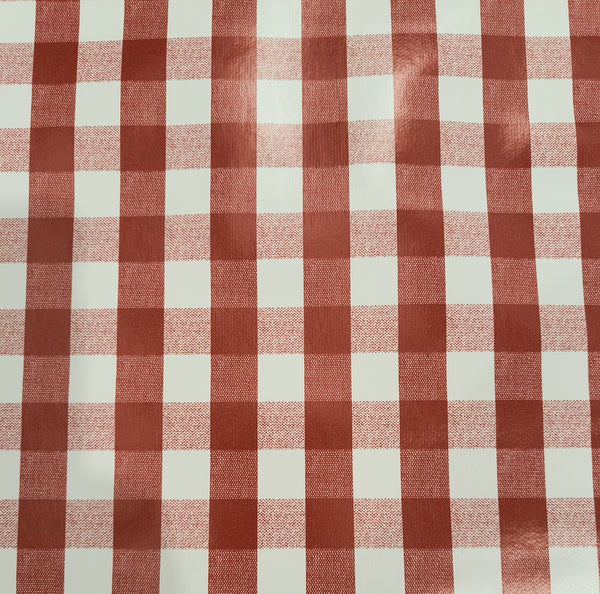 Wine Red 20mm Gingham Check  PVC Vinyl Tablecloth 20 Metres Roll