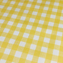 Yellow Bistro Gingham Round 180cm with PARASOL Hole  PVC Vinyl Wipe Clean Tablecloth-Creased-  Warehouse Clearance