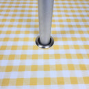 Yellow Gingham PVC Vinyl Wipe Clean Tablecloth with PARASOL Hole 250cm x 140cm-Few Creases- Warehouse Clearance