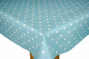 Duckegg Blue Polka Dot PVC Vinyl Tablecloth 18 Metres x 140cm Warehouse Clearance