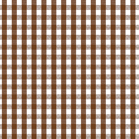 Brown Gingham Medium Check PVC Vinyl Tablecloth Roll 20 Metres x 140cm
