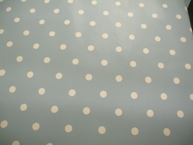 Duckegg Polka Dot Vinyl Tablecloth 20 Metres x 140cm wide