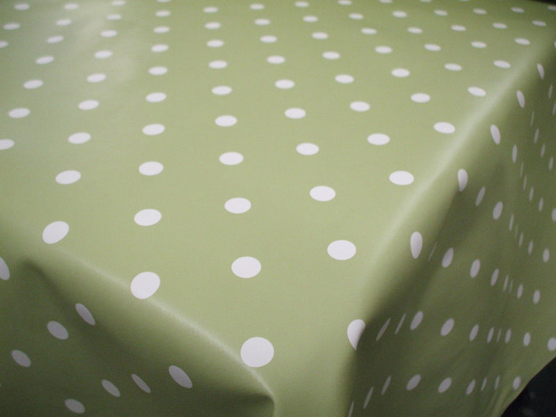 Sage Green Polka Dot Vinyl Tablecloth 20 Metres