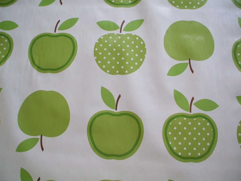 Green Dotty Apples Vinyl Tablecloth 20 Metres