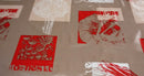 Rome Taupe and Red Vinyl Oilcloth Tablecloth