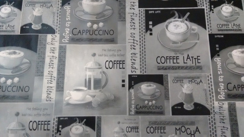 Black Coffee Vinyl Oilcloth Tablecloth