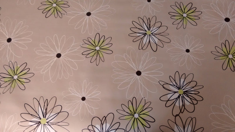 Stencil Flower Taupe Vinyl Tablecloth