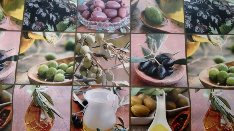 Olive Harvest Vinyl Oilcloth Tablecloth