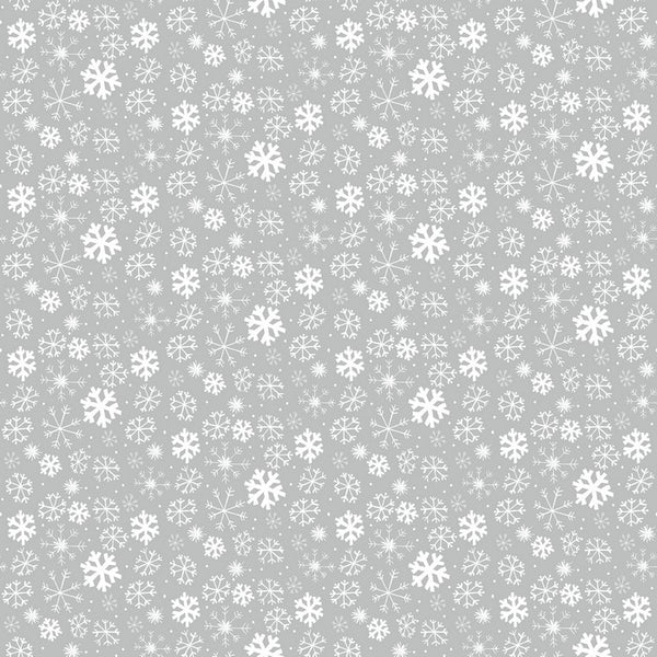Prestigious Christmas Snowy Snowflake Grey Oilcloth Table Cloth