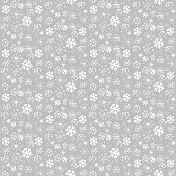 Prestigious Christmas Snowy Snowflake Grey Oilcloth Table Cloth