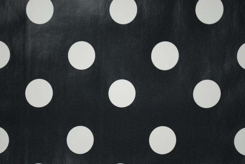 Black & White Smartie Spot Vinyl Oilcloth Tablecloth