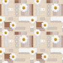 Daisy Taupe  Beige Shapes PVC Vinyl Tablecloth 140cm x  20 Metres