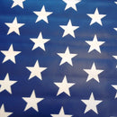 USA  White Stars on Navy Vinyl Oilcloth Tablecloth
