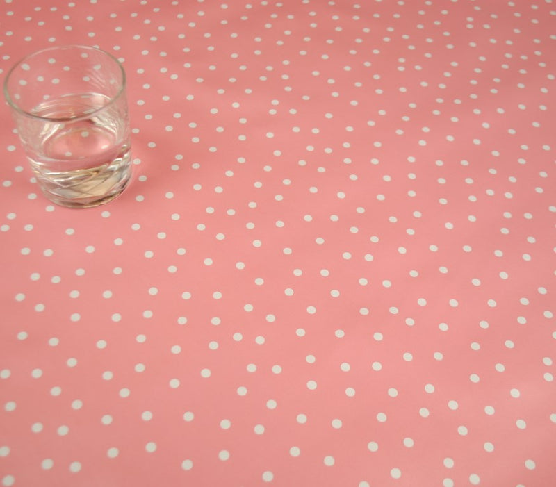 Random Spot Pink Vinyl Oilcloth Tablecloth