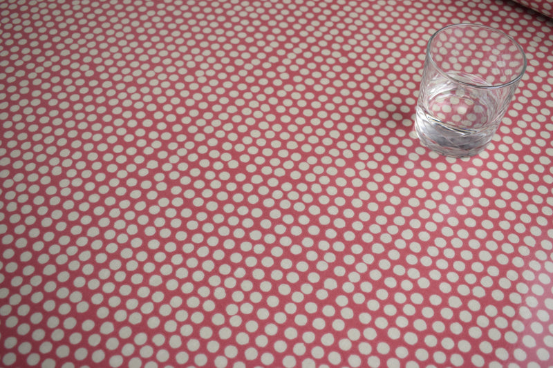 Square Wipe Clean Tablecloth  PVC Oilcloth 132cm x 132cm Spotty Blush