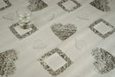 Woven Hearts Grey Vinyl Oilcloth Tablecloth