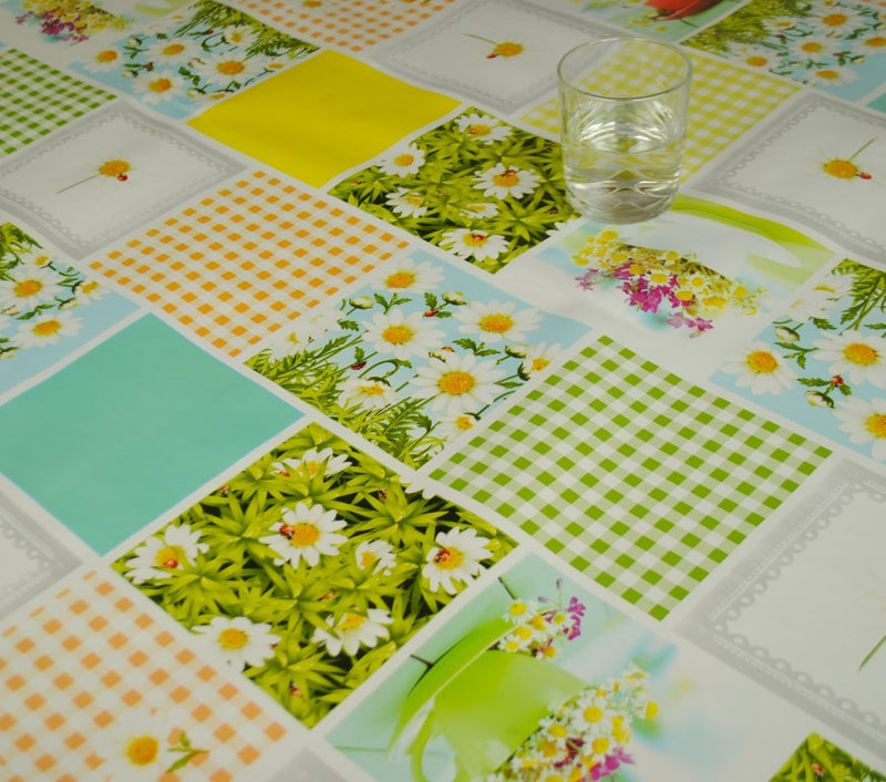Daisy Gingham Summer Vinyl Tablecloth