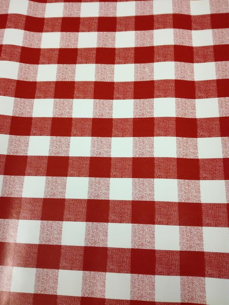Wine Gingham Check Vinyl Oilcloth Tablecloth