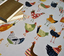 Harriet  Hen Colonial Grey Oilcloth Tablecloth