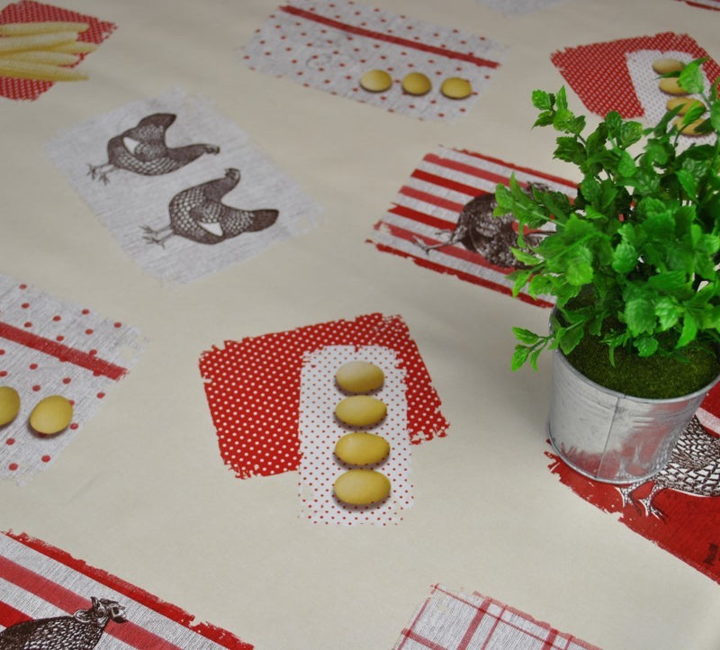 Country Kitchen Cream Vinyl Oilcloth Tablecloth
