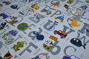 Alphabet Silver Vinyl Oilcloth Tablecloth
