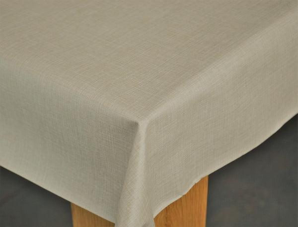Linen Look Natural Vinyl Oilcloth Tablecloth