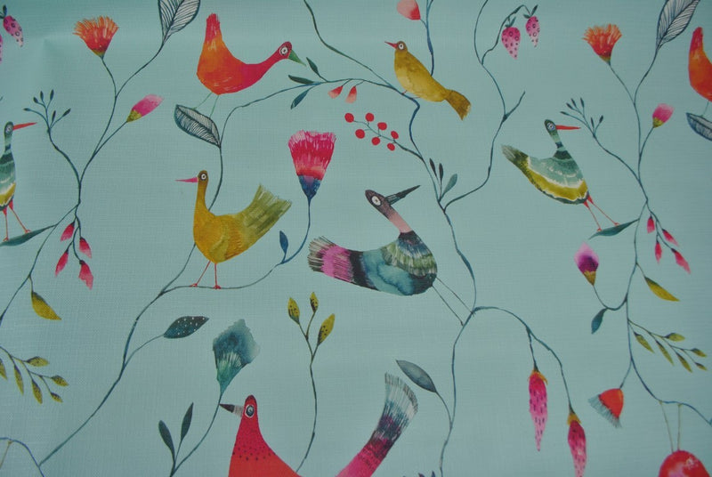 Barmy Birds Duckegg Vinyl Oilcloth Tablecloth