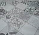 Lisbon Tiles Grey Vinyl Oilcloth Tablecloth
