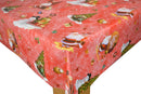 Santa Snowman Red Vinyl Oilcloth Tablecloth