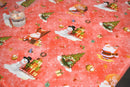 Santa Snowman Red Vinyl Oilcloth Tablecloth