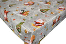Santa Snowman Silver Vinyl Oilcloth Tablecloth
