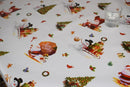 Santa Snowman White Vinyl Oilcloth Tablecloth