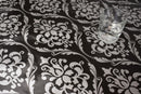 Bold Damask Black and Silver Vinyl Oilcloth Tablecloth