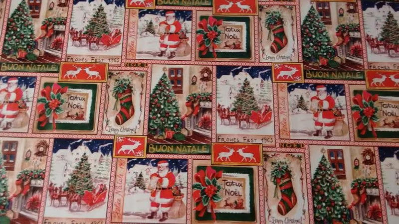 Christmas Greetings Vinyl Oilcloth Tablecloth