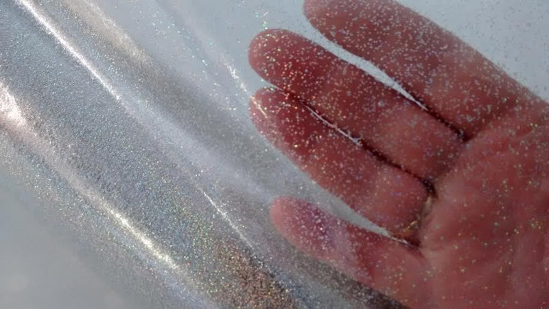 Glitter Multi Coloured on Crystal Clear Vinyl Oilcloth Tablecloth